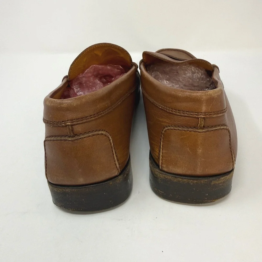 Tods Mens Size 6.5 UK 7.5 US Tan Leather Penny Loafers Made in Italy Brown